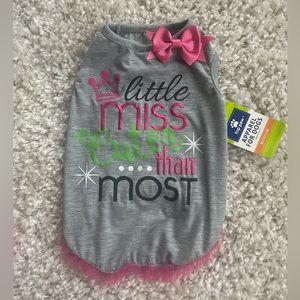 Dogs tee - pink, bows, crown